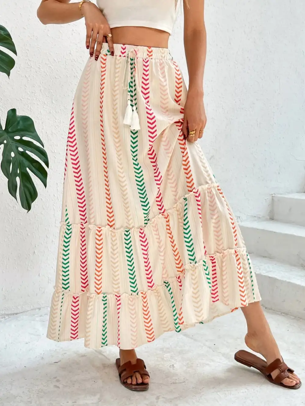 Refined Printed Frill Skirt