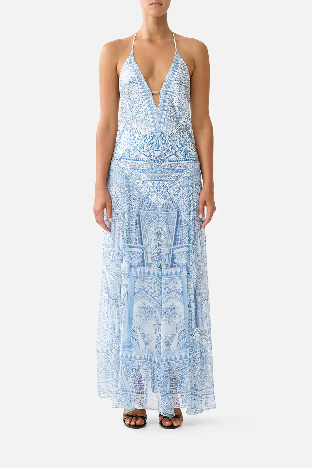 Printed Hardware Detail Slip Dress
