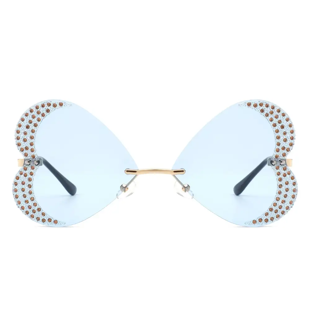 Rimless Butterfly Frame Sunglasses