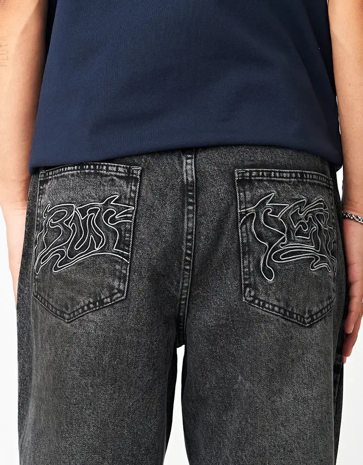 Men's Streak Wash Baggy Stretch Jeans