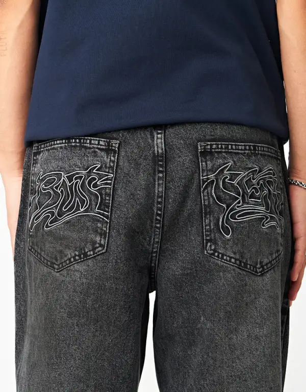 Men's Streak Wash Baggy Stretch Jeans