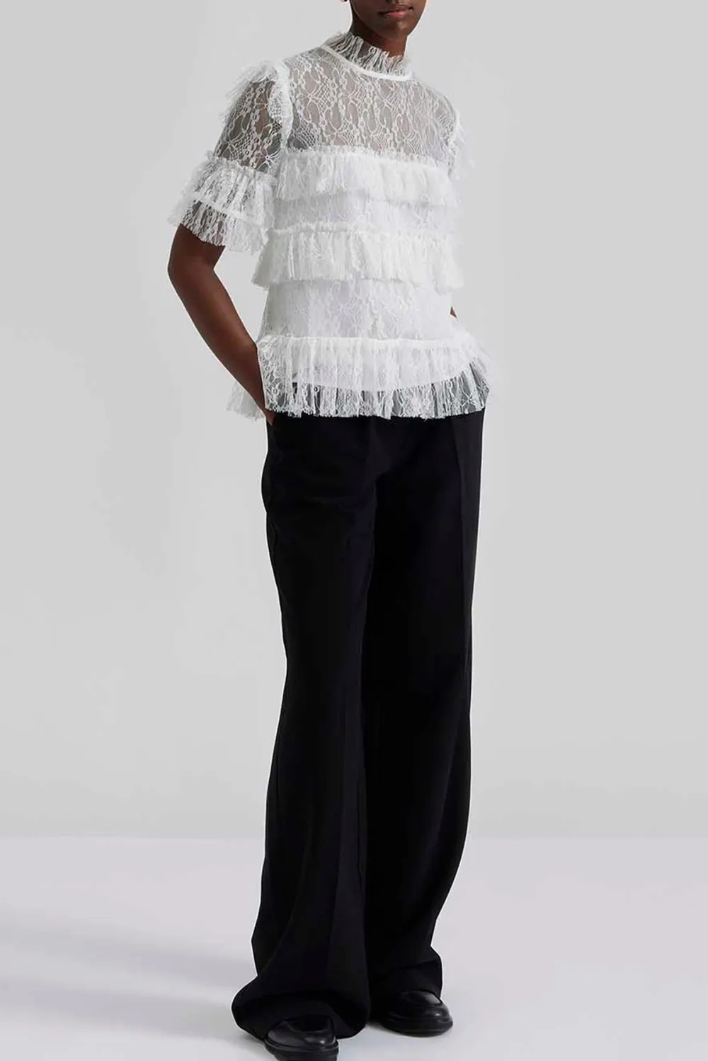 Tiered Lace Ruffled Blouse