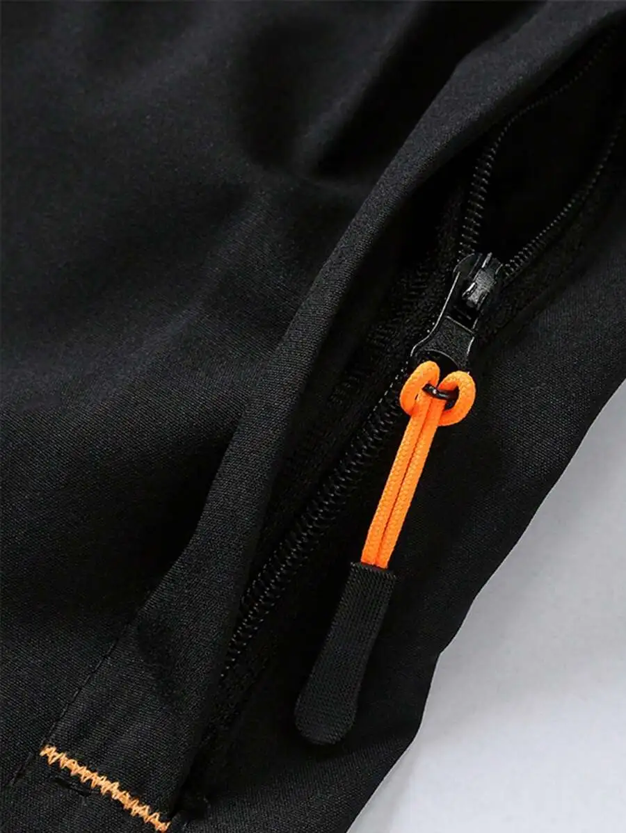 Men'S Solid Color Zipper Pocket Shorts