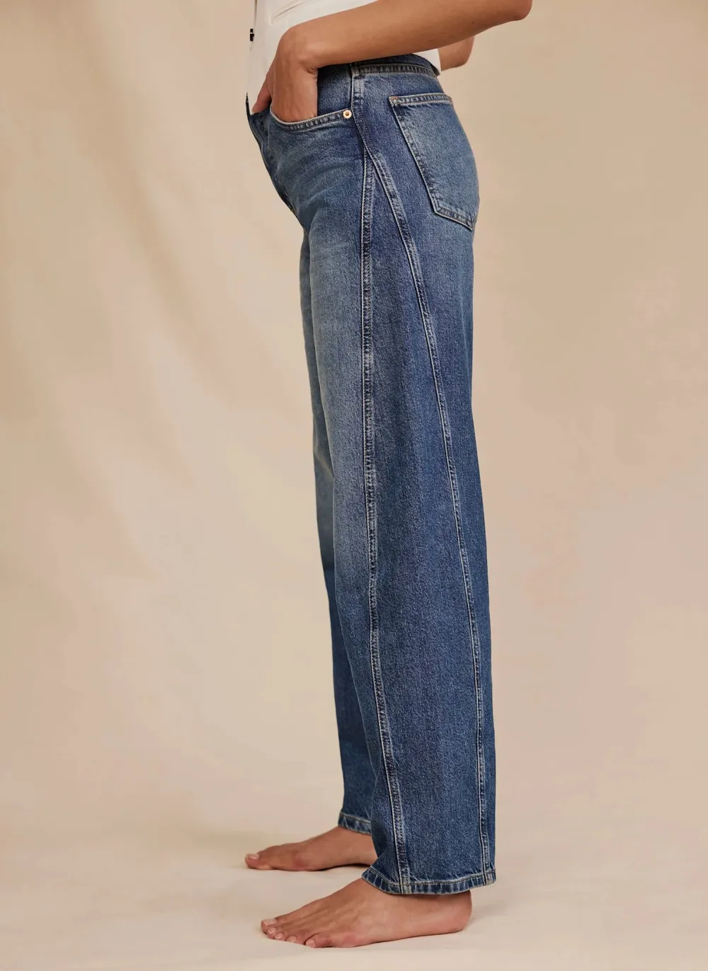 Plain Casual Style Wide-Leg Jeans