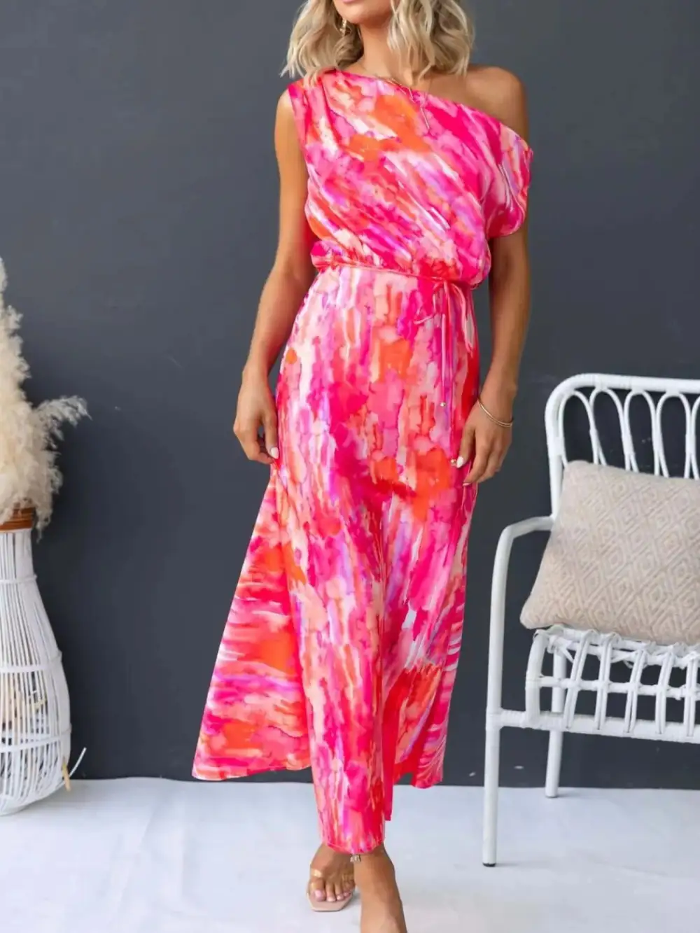 Easy Fit Printed Slit Dress