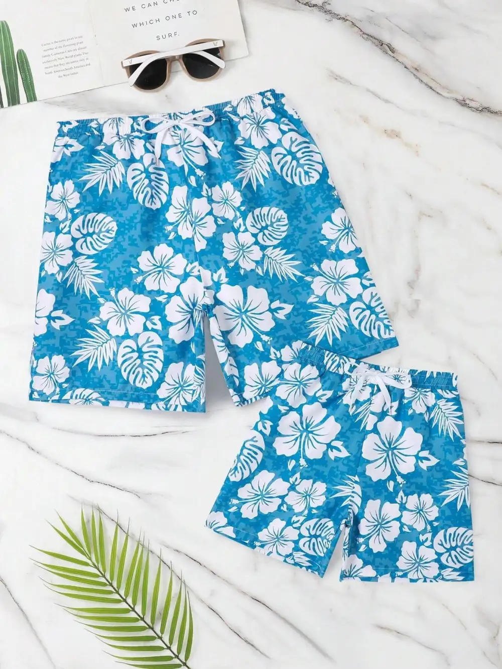 Men's Floral Tropical Print Swim Trunks