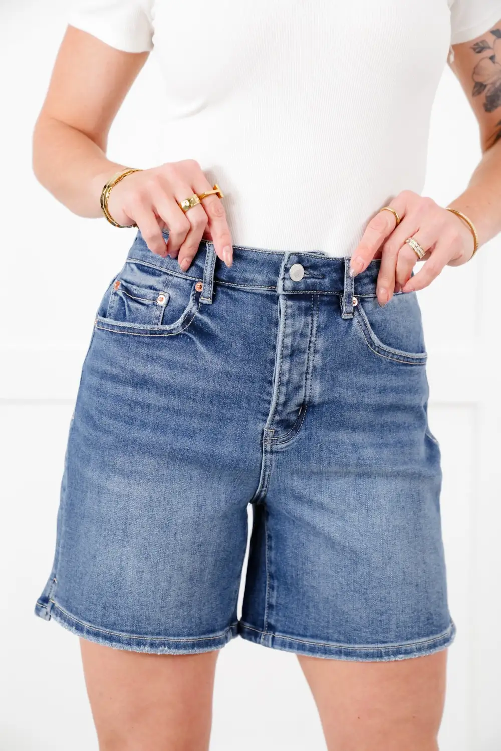 Mica Medium Wash Bermuda Shorts