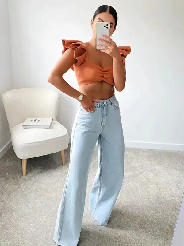 Fluid Polished Denim Jeans