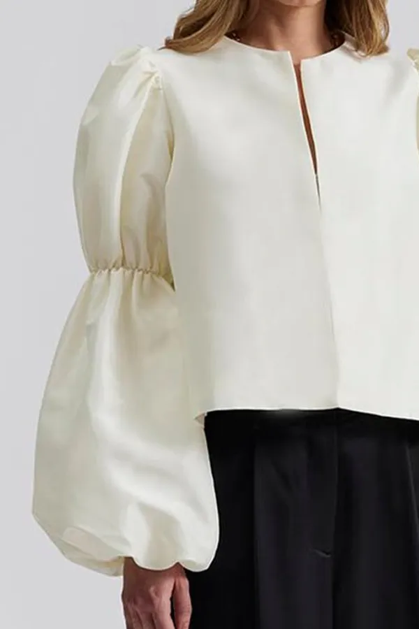 Puff Sleeve Keyhole Neck Blouse