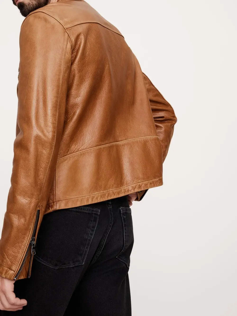 Men's Cognac Brown Leather Casual Jacket