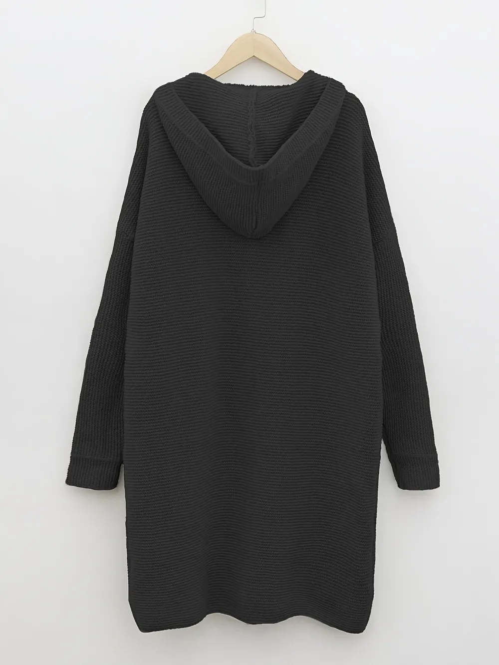 50% OFF Plus Size Casual Cardigan, Women's Plus Solid Button Up Long Sleeve Hoodie Cardigan