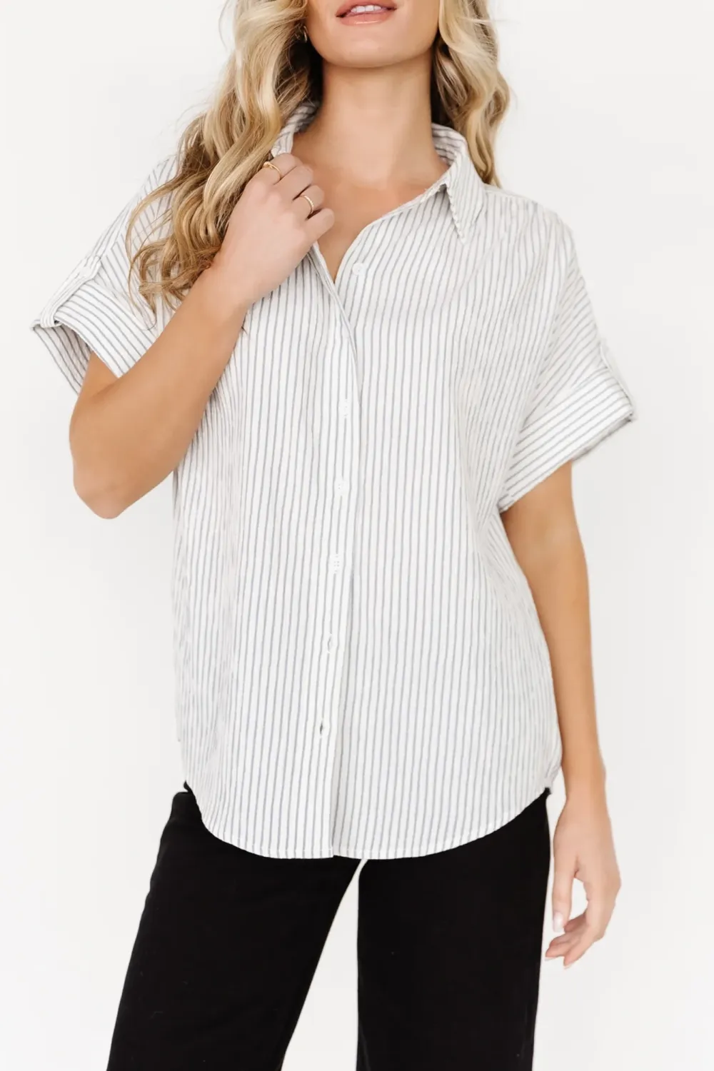 Versatile Loose Soft Light Blue Stripe Shirt
