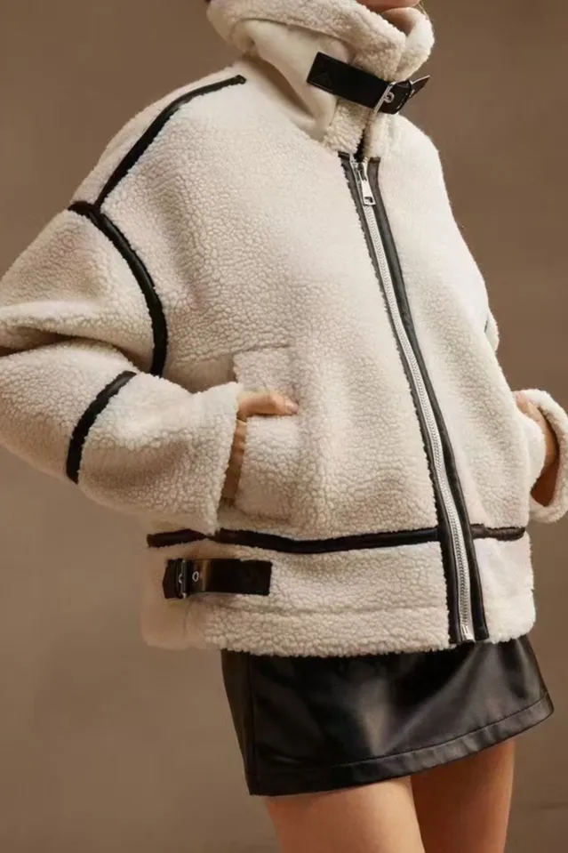 Shearling Cropped Leather Jacket