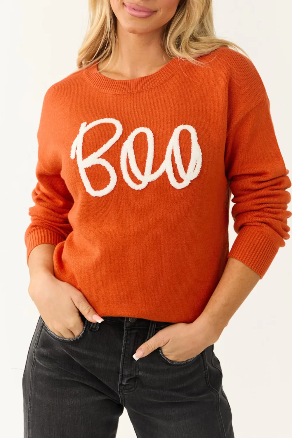 Fire Graphic Drop Shoulder Knit Sweater