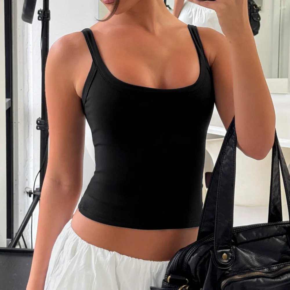 Cinched Longline Scoop Neck Tank Top