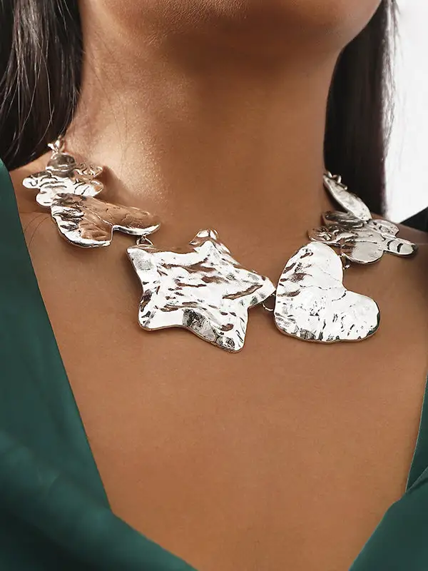 Chain Heart Motif Star Necklace