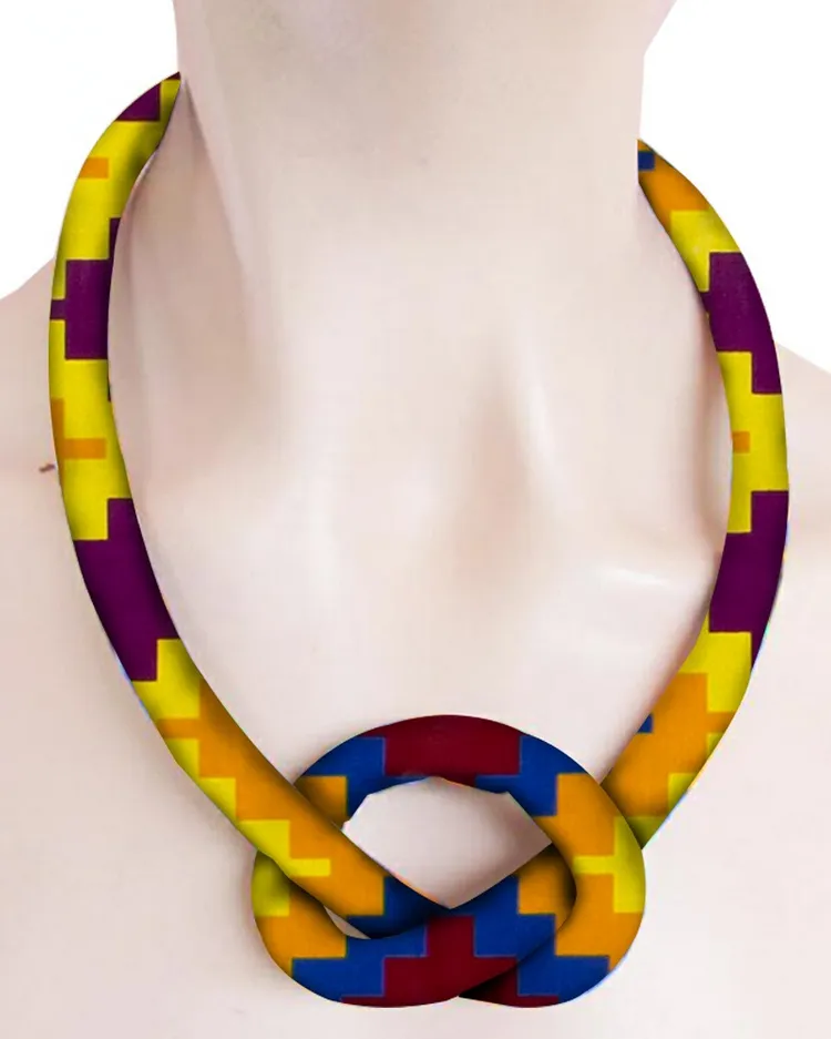 Handmade Ankara Print Cotton Cord Necklace