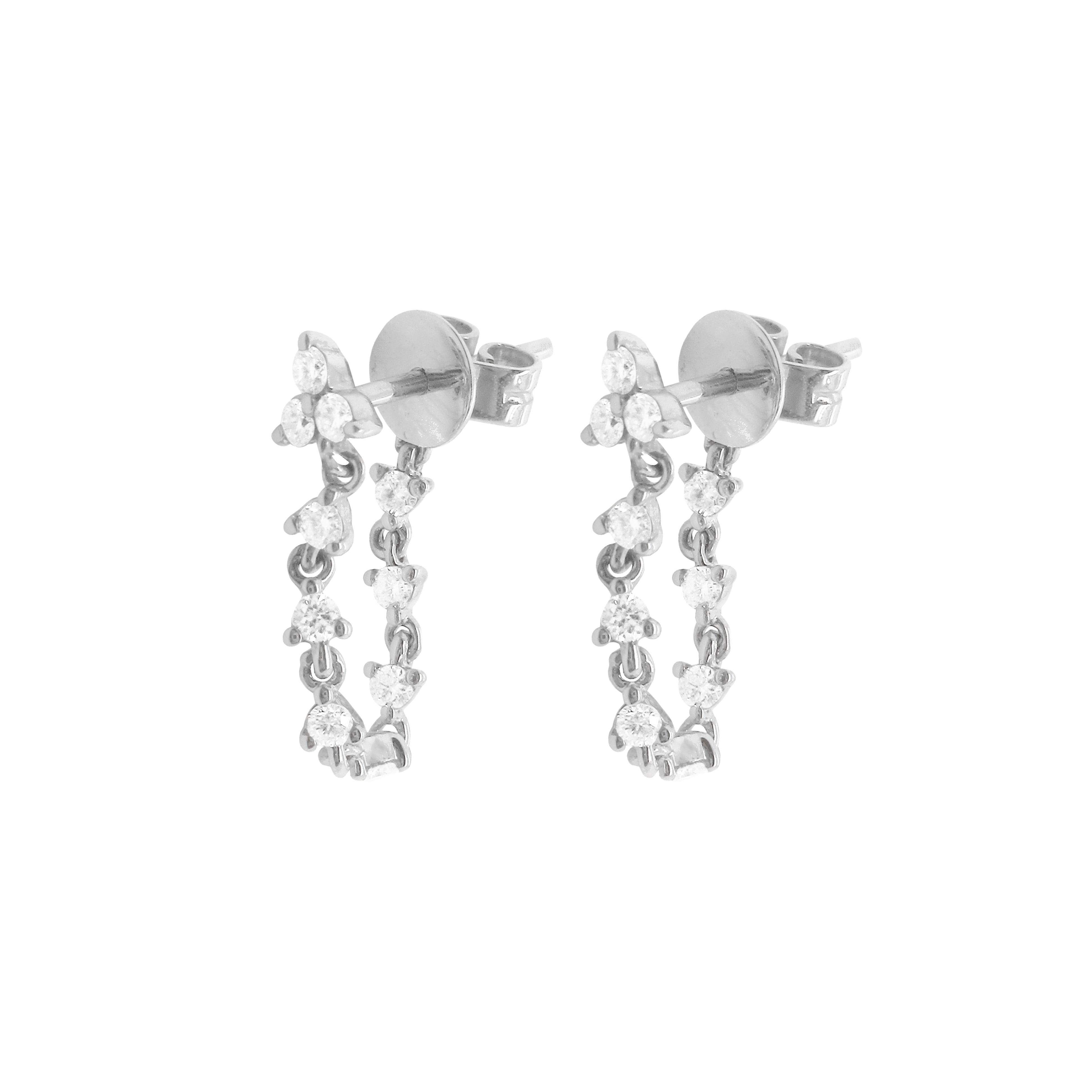 Openwork Tonal Gem Detail Earrings