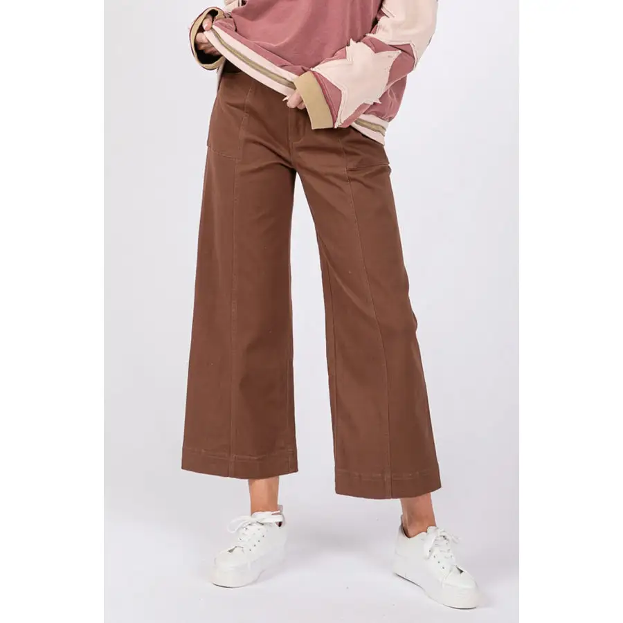 Classic Sage Fig Wide Leg Cropped Pants