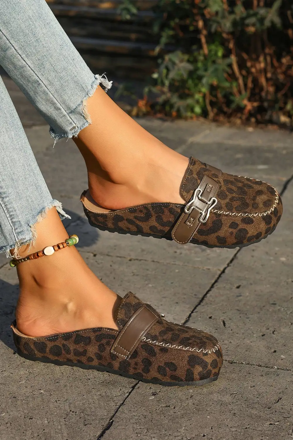 Faux Suede Buckle Mule Sandals