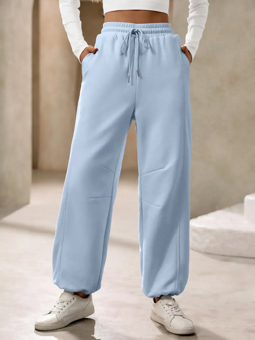 Tailored Drawstring Pocketed Jogger Pants