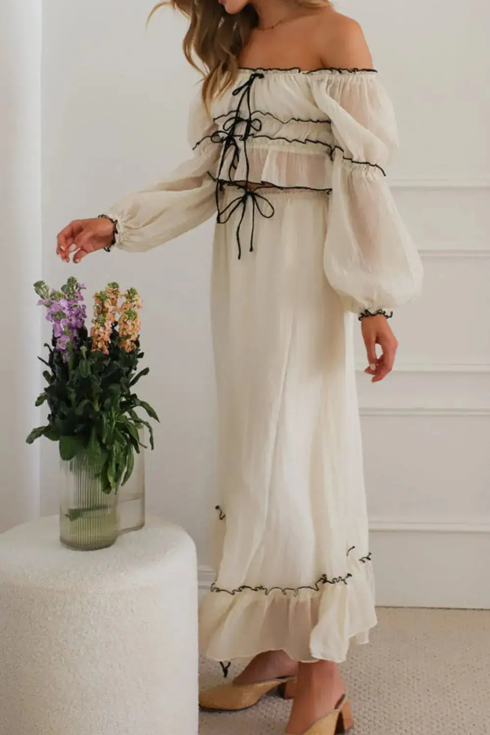 Comfy Shoulder Ruched Detail Coordinated Set