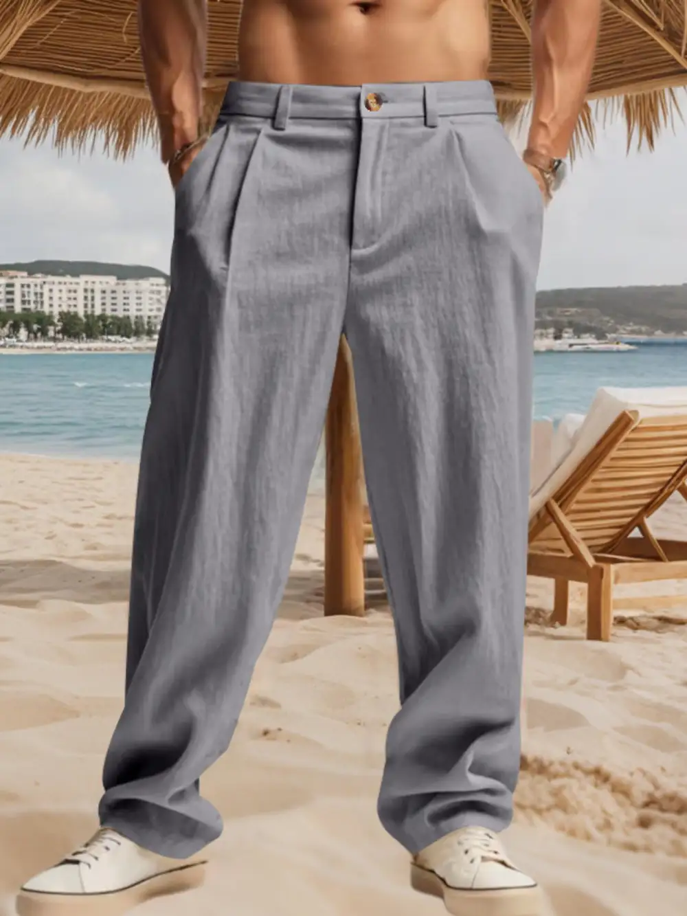 Men's Full Size Relaxed Fit Pleated Pants Plus