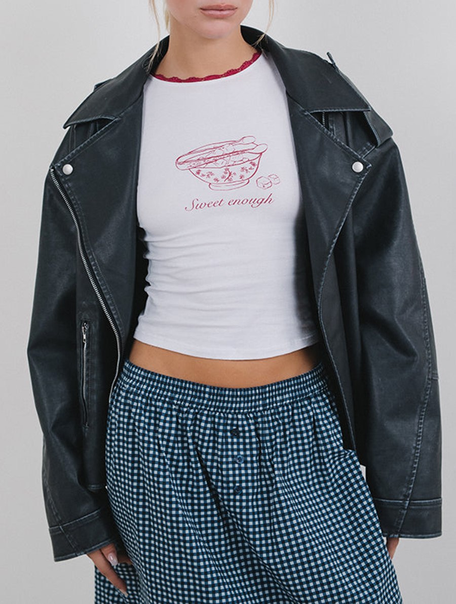 White With Graphic Baby Tee