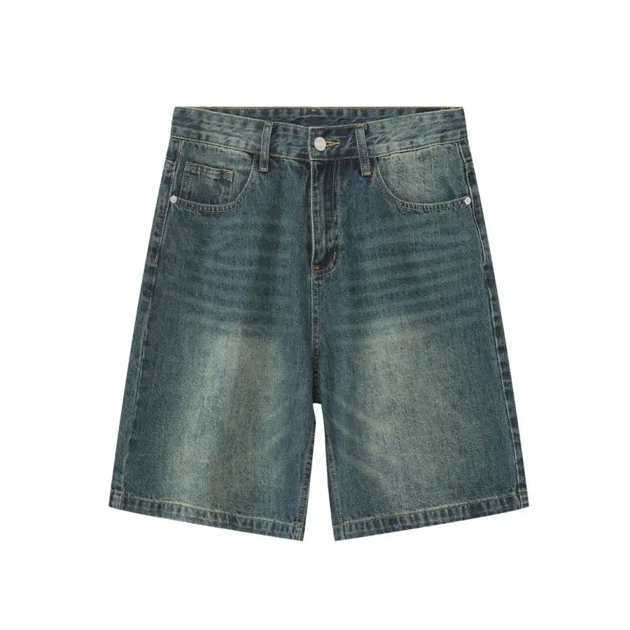 Refined Men's Washed Denim Shorts with Pockets