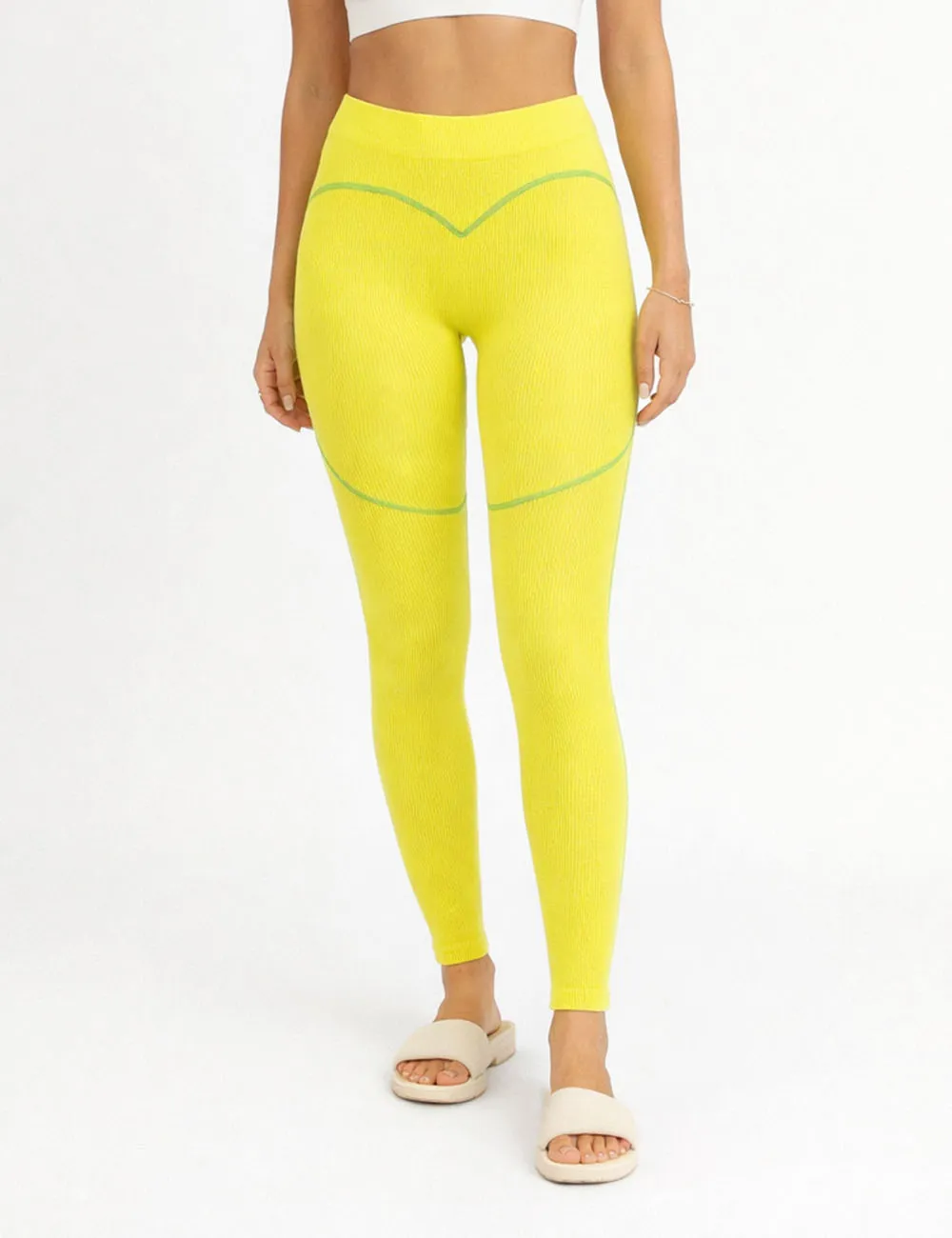Ribbed Color Block Elastic Waist Yoga Pants