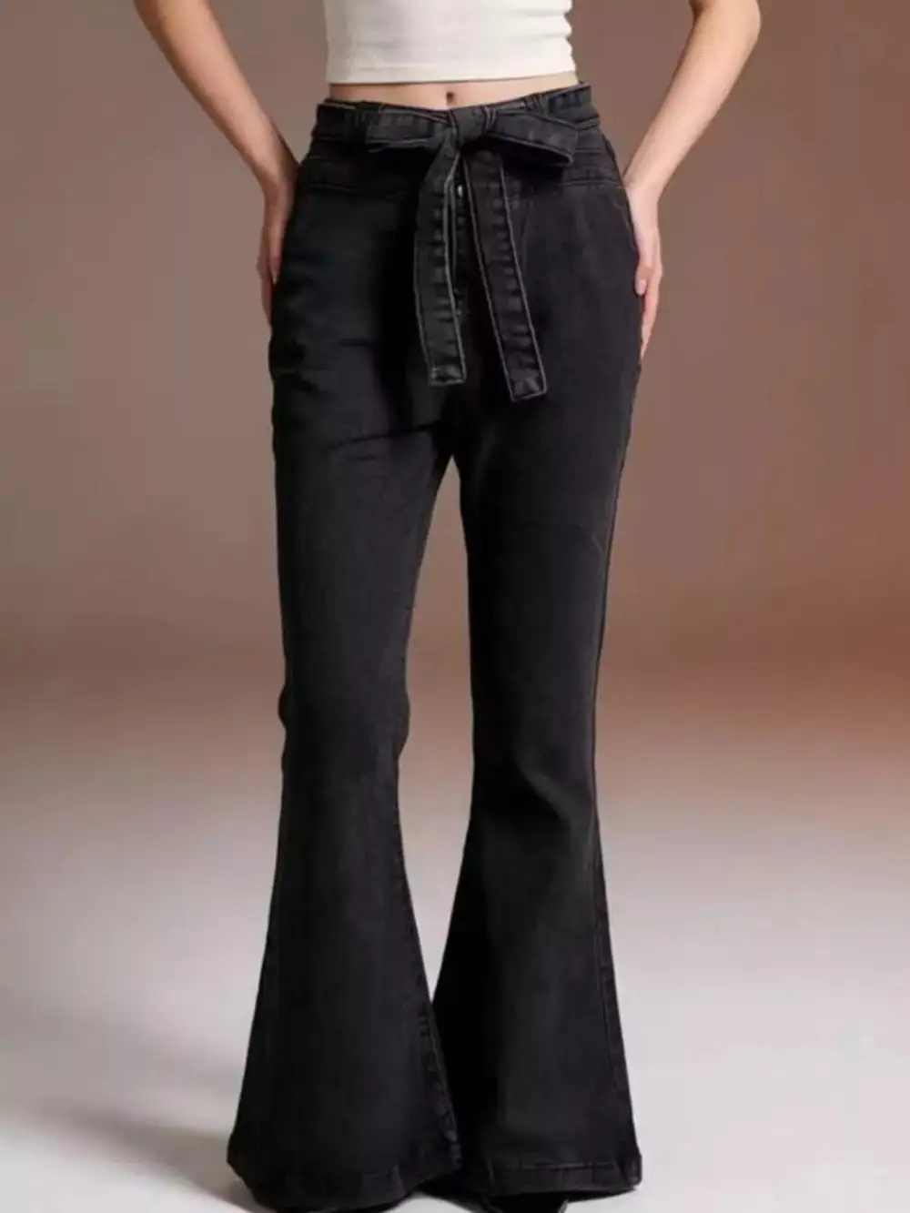 Sharp High Waist Flare Leg Denim Jeans