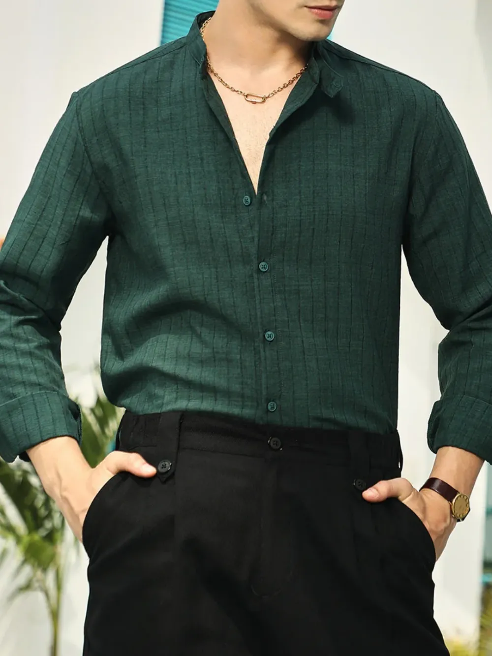 Green Full Sleeve Casual Style Shirt