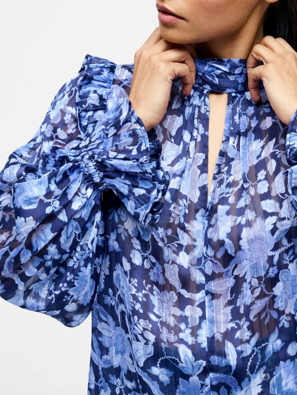 High Neck Creative Breathable Floral Print Turtleneck Top