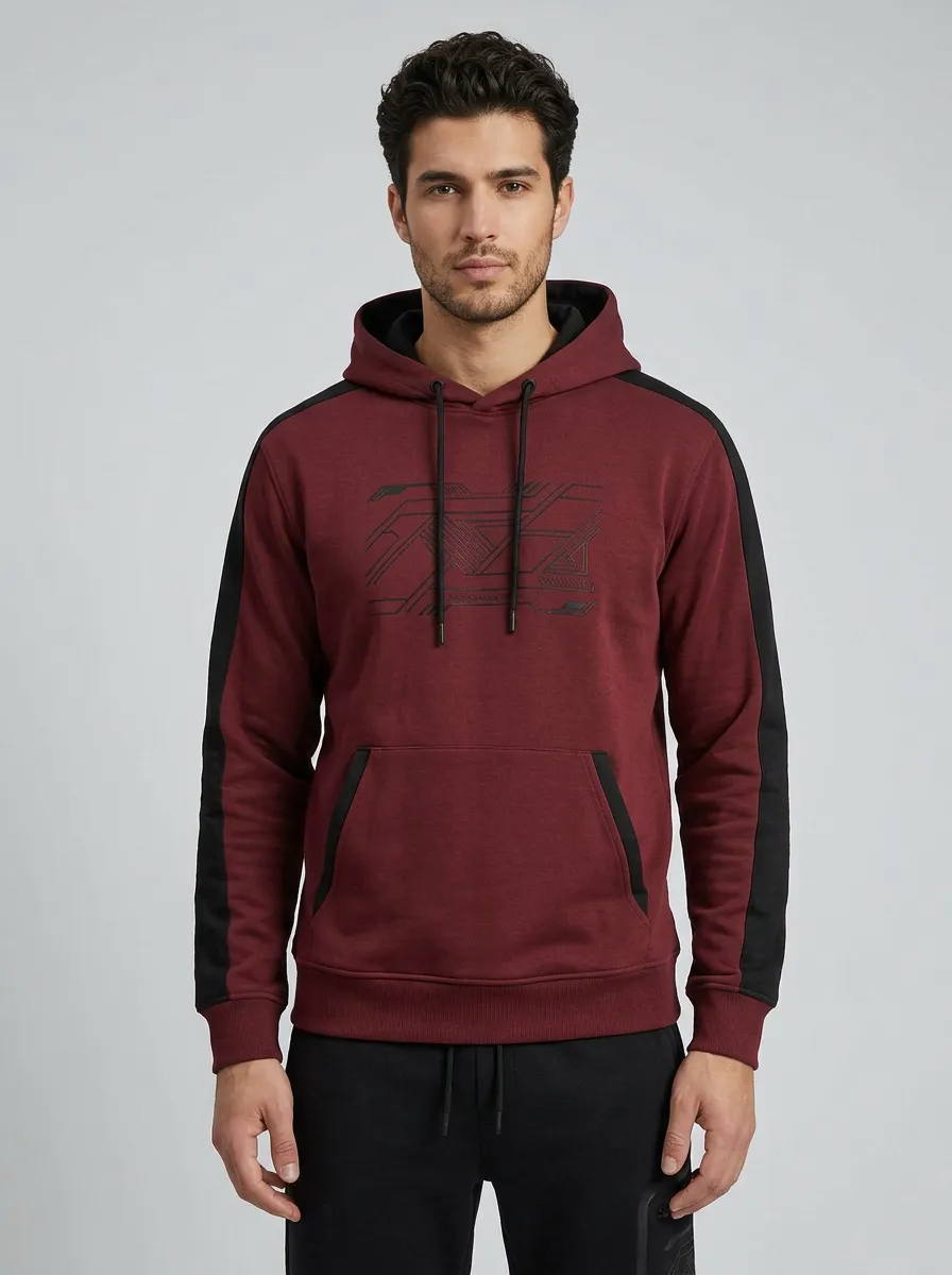 Men's Sporty Techwear Geometric Printed Hoodie Jogger Set