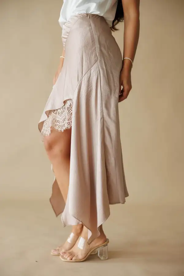 Satin Lace Draped Skirt