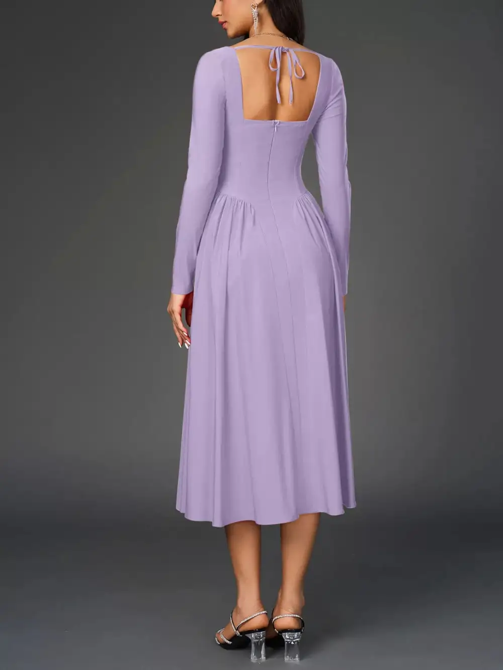 Long Sleeve Maxi Tie Detail Dress