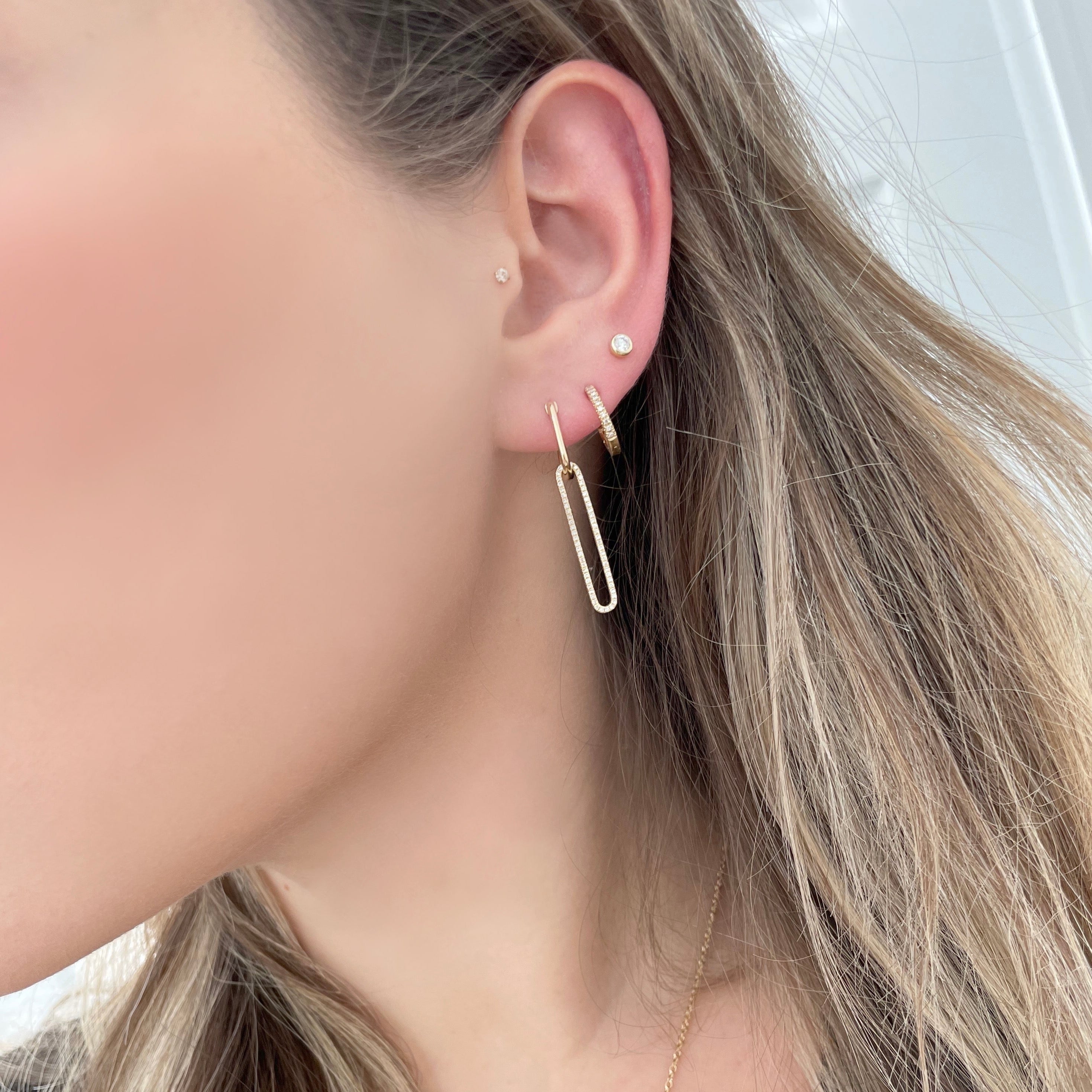 Curved Elegant Gem Detail Earrings