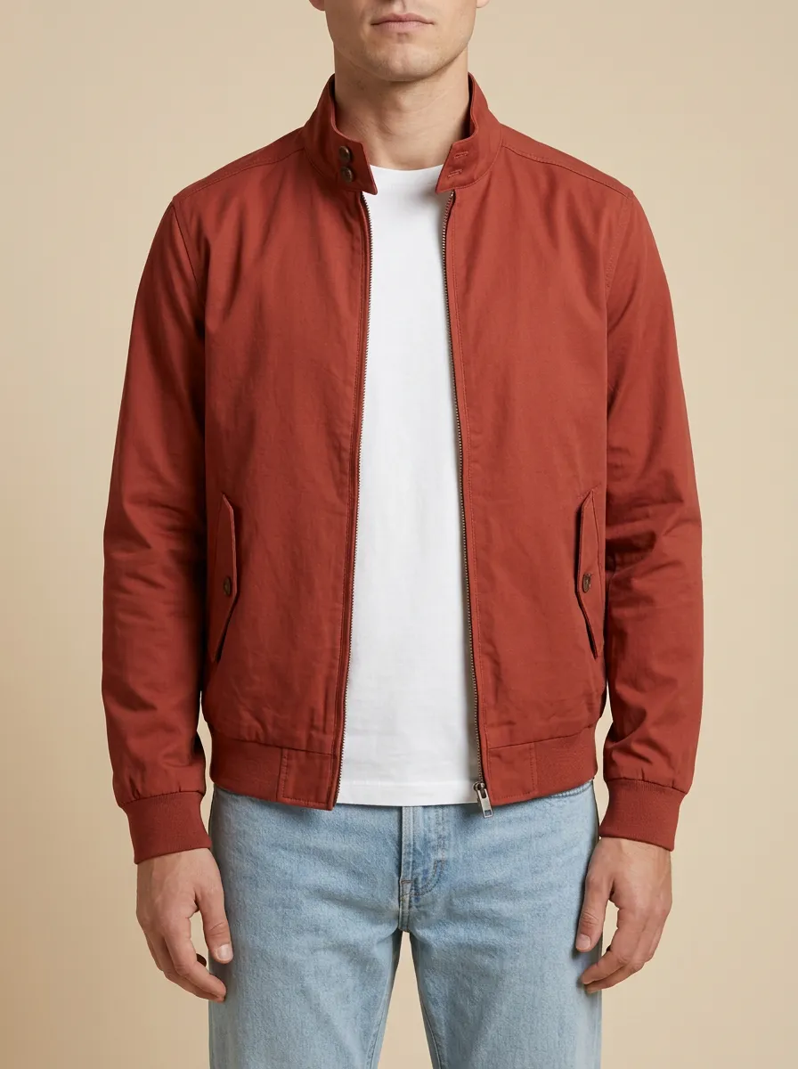 Solid Color Zip Harrington Jacket
