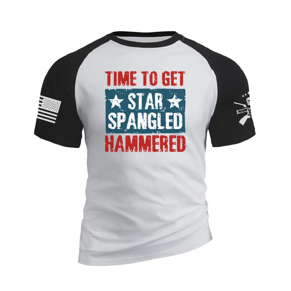 TIME TO GET STAR SPANGLED HAMMERED RAGLAN GRAPHIC TEE