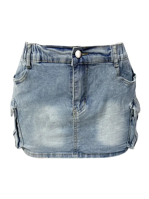 Denim Cotton Blend Skirt