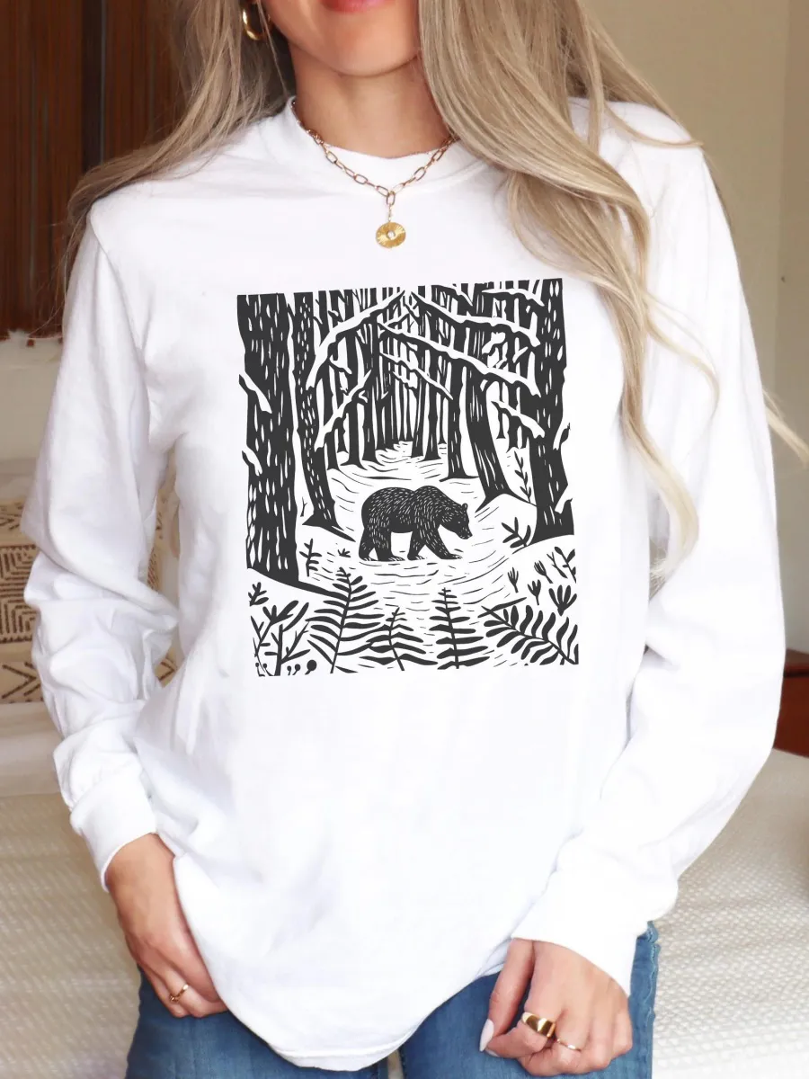 Forest Bear Print T-Shirt