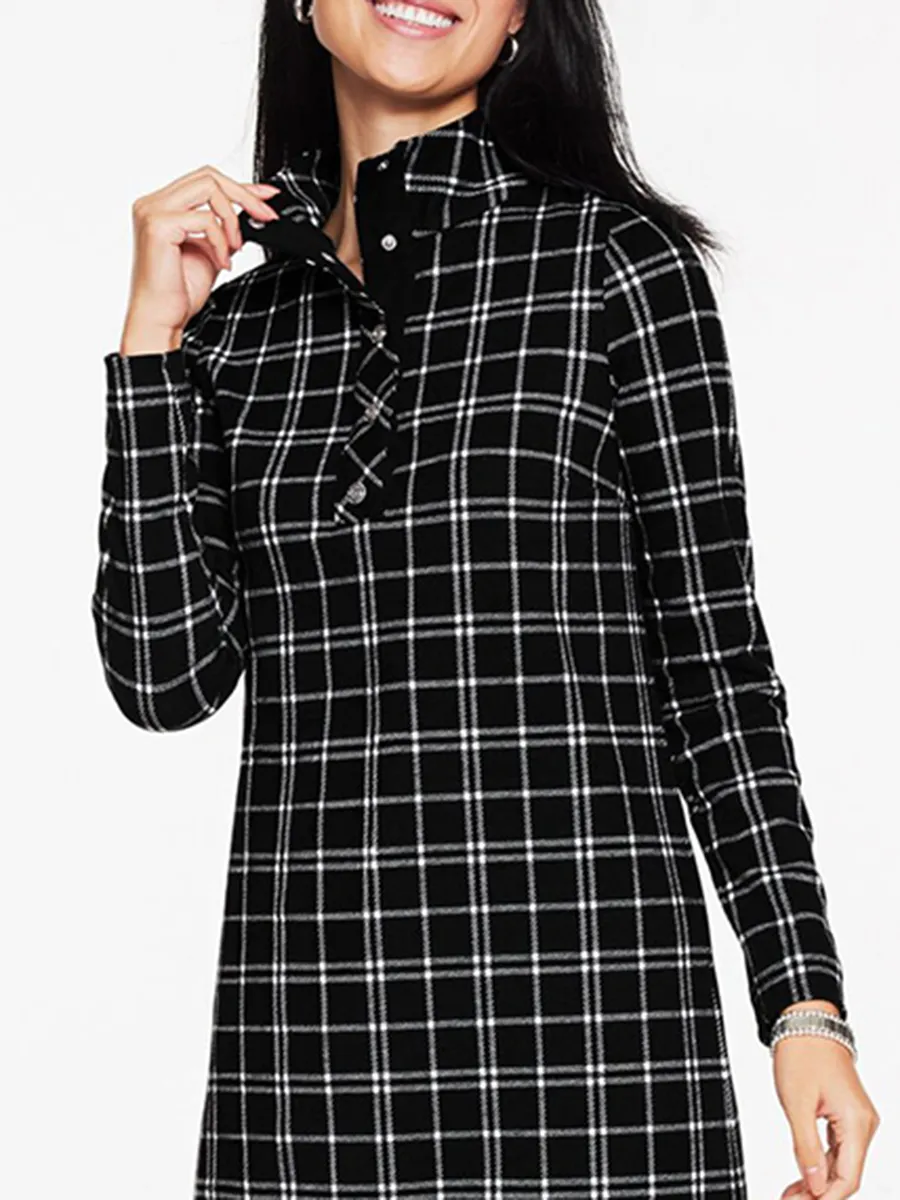 Women'S Chic Plaid Minimalist Dress
