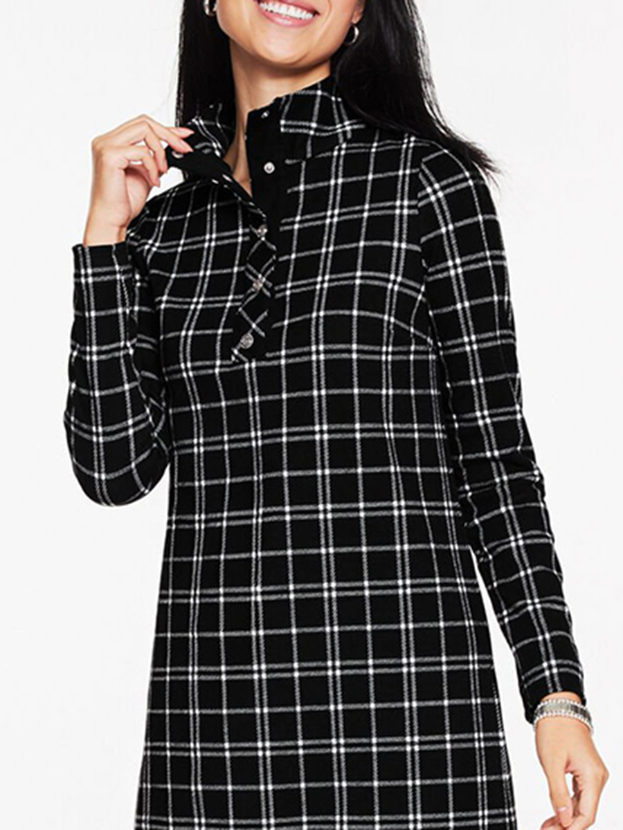 Women'S Chic Plaid Minimalist Dress