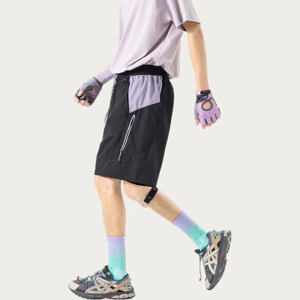 Drawstring Pocketed Lightweight Colorblock Men's Athletic Shorts