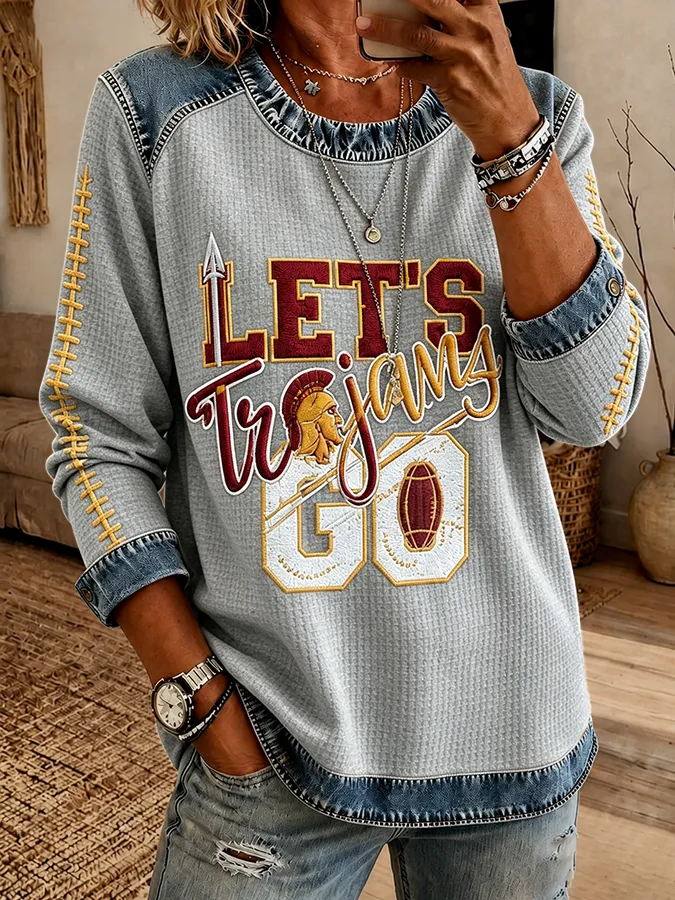 Women'S Rugby Print Long-Sleeved Sweatshirt