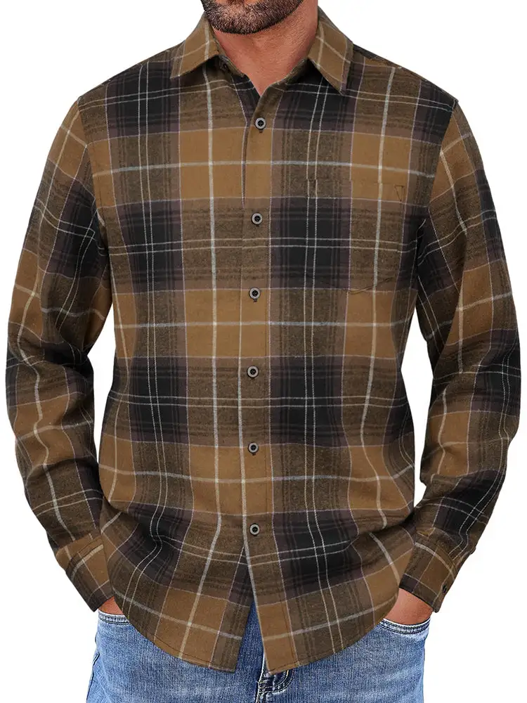 Casual Button Down Plaid Flannel Shirt