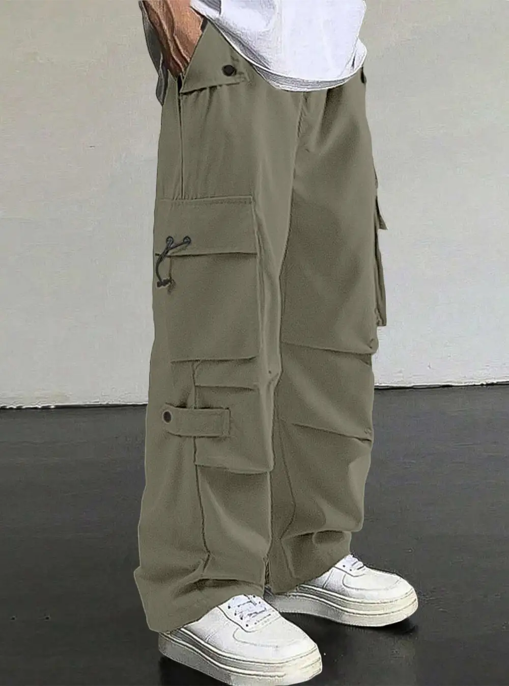 Men's Baggy Cargo Pants Pockets Waistband