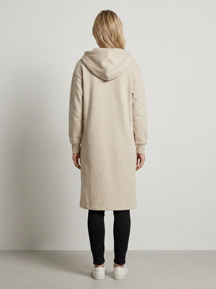 Refined-Layer Printed Long Hooded Coat