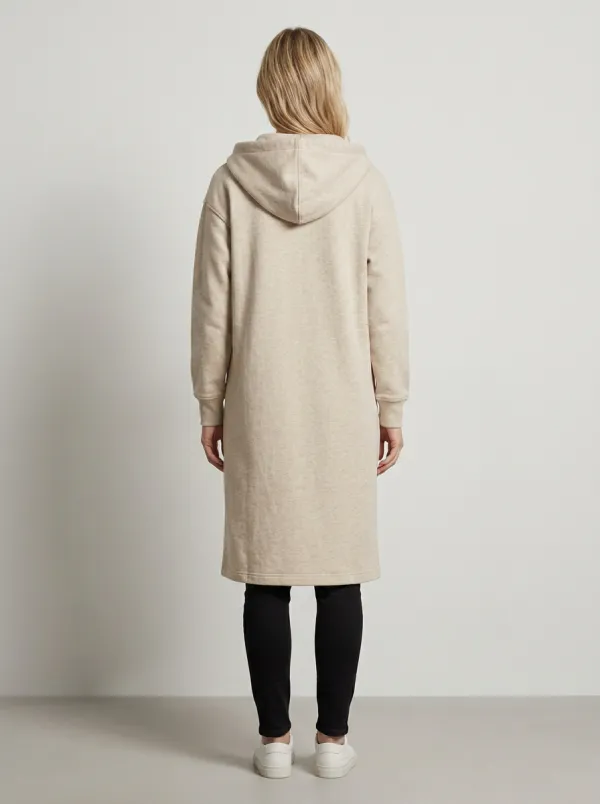 Refined-Layer Printed Long Hooded Coat