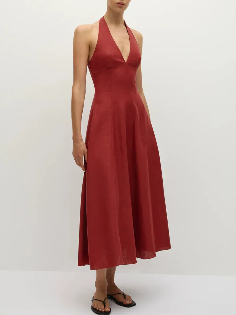 Casual Style Midi Dress Red